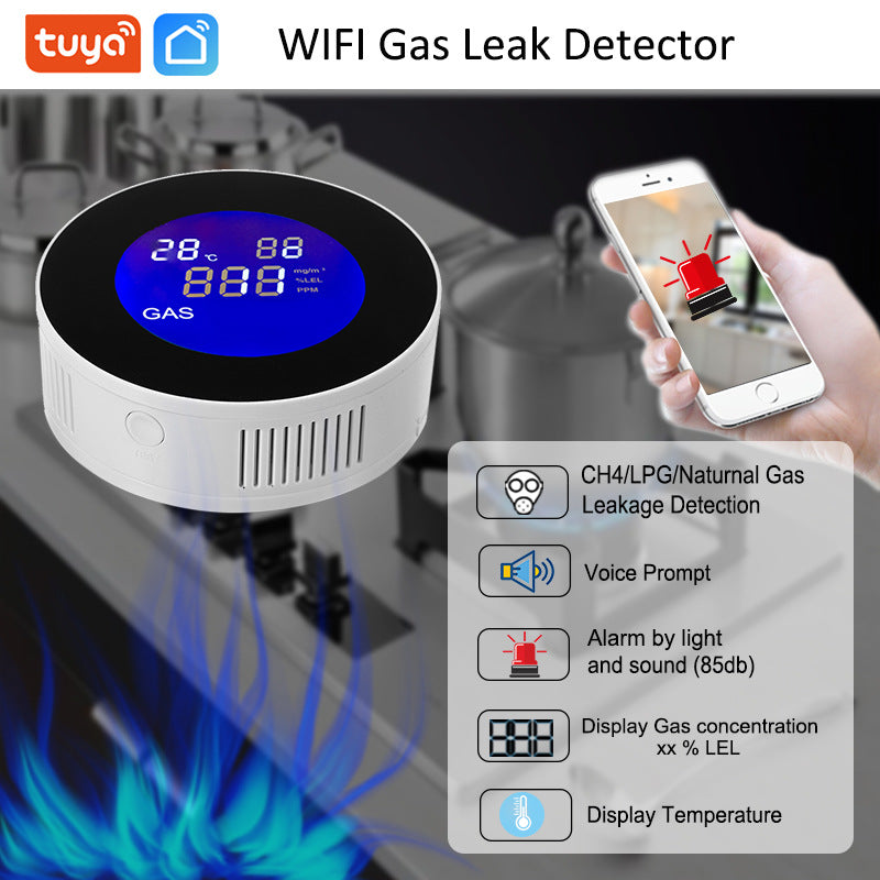 Tuya WiFi Smart APP Control Gas Leak Alarm Sensor CH4 LPG Natural Gas Leakage Detector Tuya WiFi Smart APP Control Gas Leak Alarm Sensor CH4 LPG Natural Gas Leakage Detector